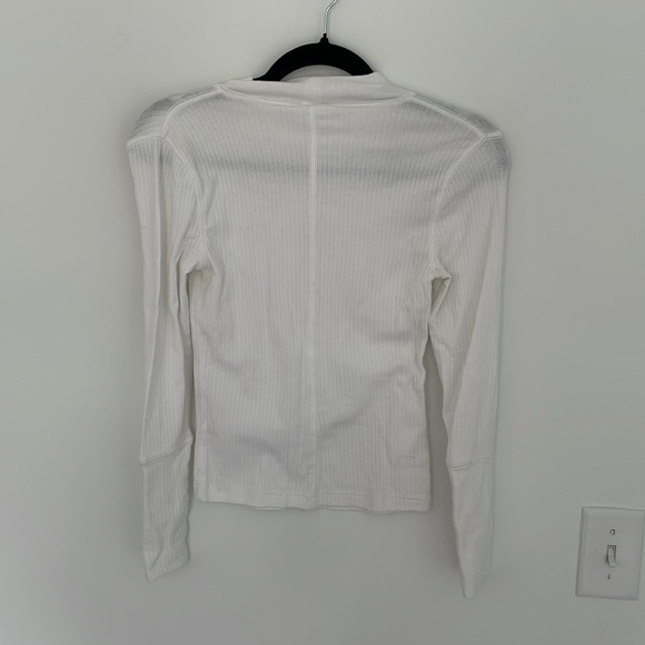 Intimately Free People White Fitted Ribbed Cotton Long Sleeve Top - Size S - Picture 4 of 5